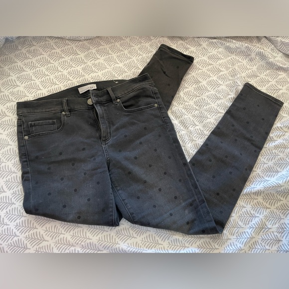 LOFT black polka dot skinny jeans size 28 - Picture 2 of 5